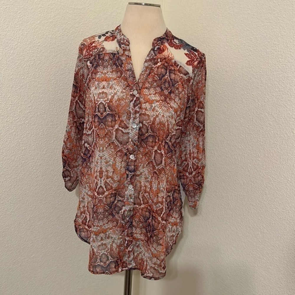 Figure & Flower Top Small S 3/4 sleeve Fall Autumn